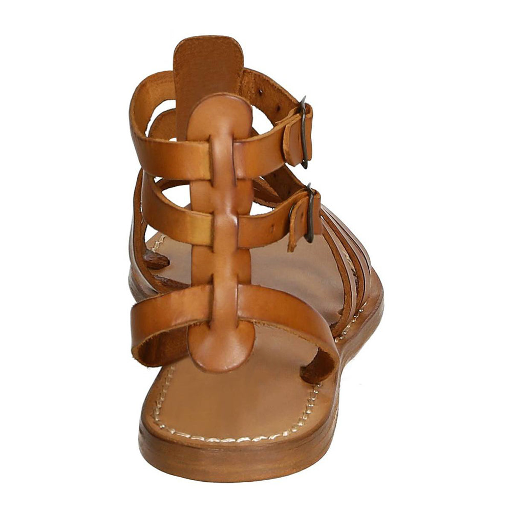 Brown Strapy Sandals Buckles Flats Gladiator Sandals