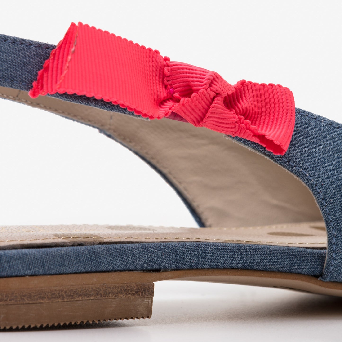 Blue Denim Pointy Toe Flats Sequin Embellished Slingback Shoes