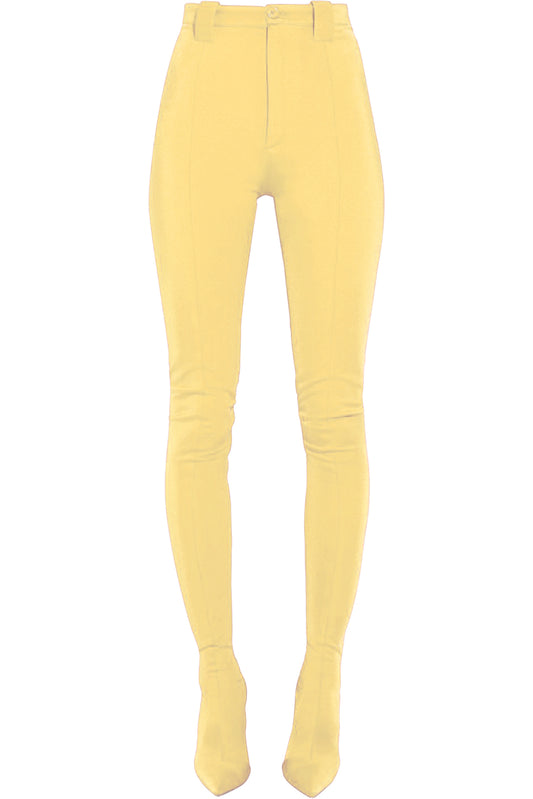 Yellow Fashion Stiletto Heels Pointed Toe Stretch Pant Boots