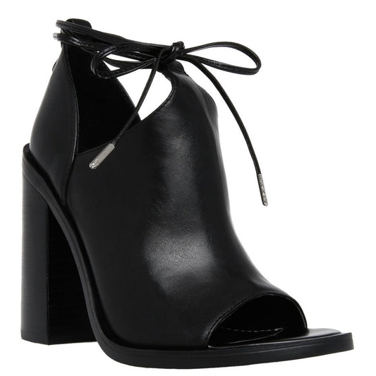 Black Cut Out Open Toe Chunky Heel Strappy Ankle Boots
