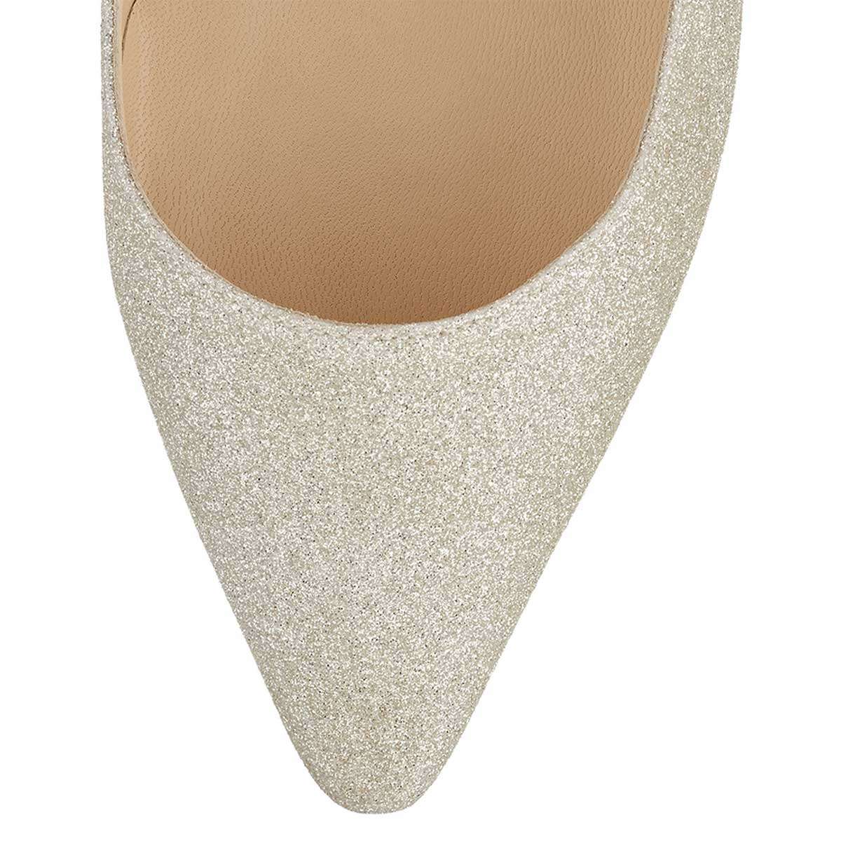 Women's Glitter Pointed Toe Rhinestone Low Heel Pumps