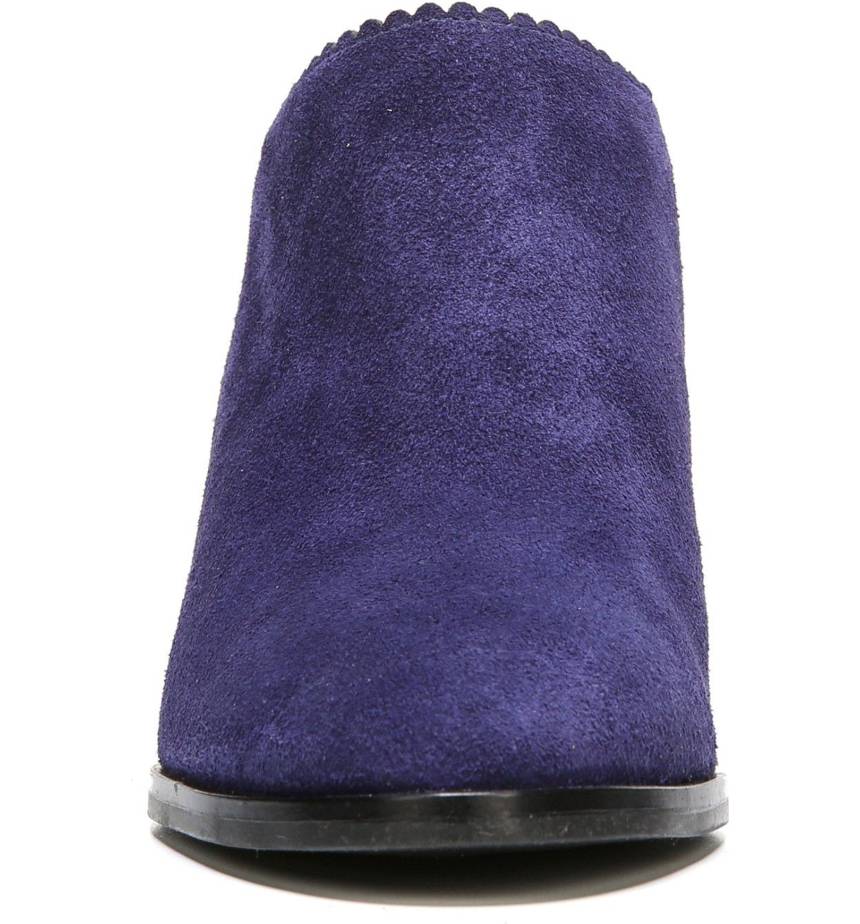 Women's Dark Purple Vegan Suede Closed Toe Block Heel Mules Shoes