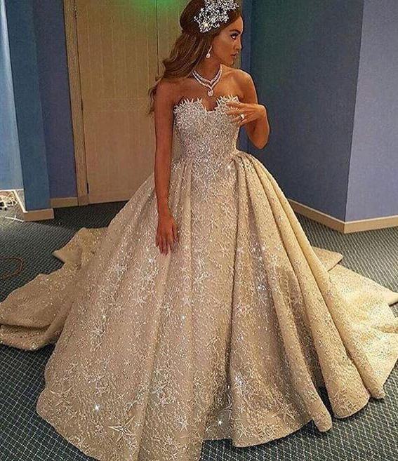 sparkly champagne wedding dresses, long wedding dresses, bridal gown prom Dress for Bride cg20537