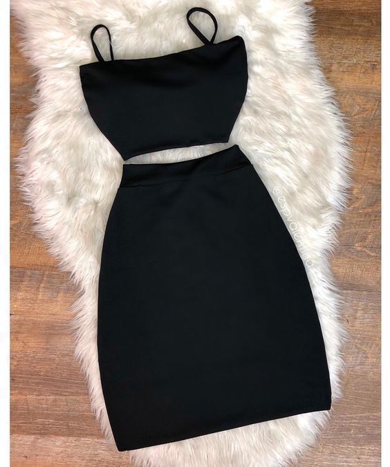 Sexy Black Straps Two Piece Evening Party Gownhomecoming dress cg20563