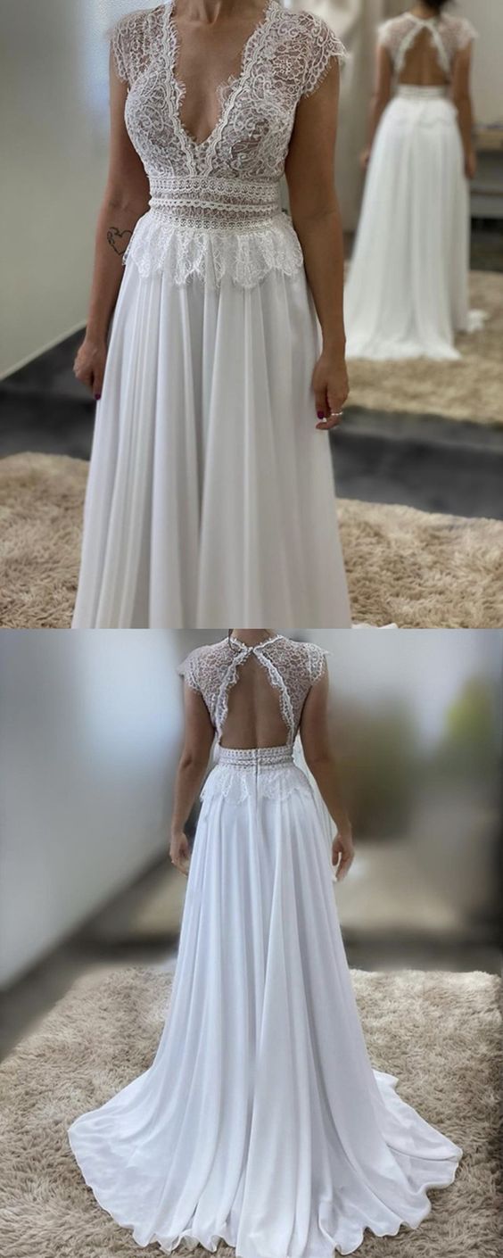 Boho Wedding Dress Elegant Lace Open Back Bridal Gown For Summer Beach Wedding prom dress, evening dress cg22102