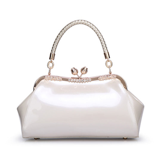 Patent Women Chic Design Solid Color Large Capacity Shoulder Handle Bag