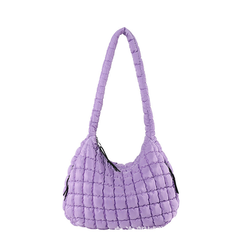 Sac à bandoulière plissé nuage de grande capacité pour femme, couleur unie, tendance