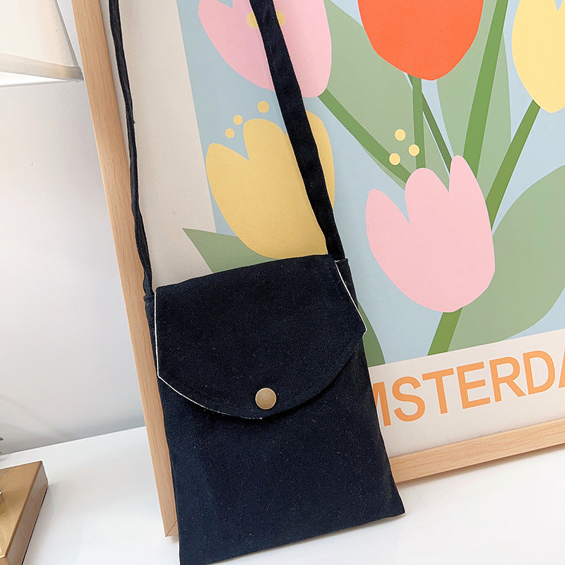 Mini sac à bandoulière en toile de couleur unie pour femme, simple et tendance, style macaron