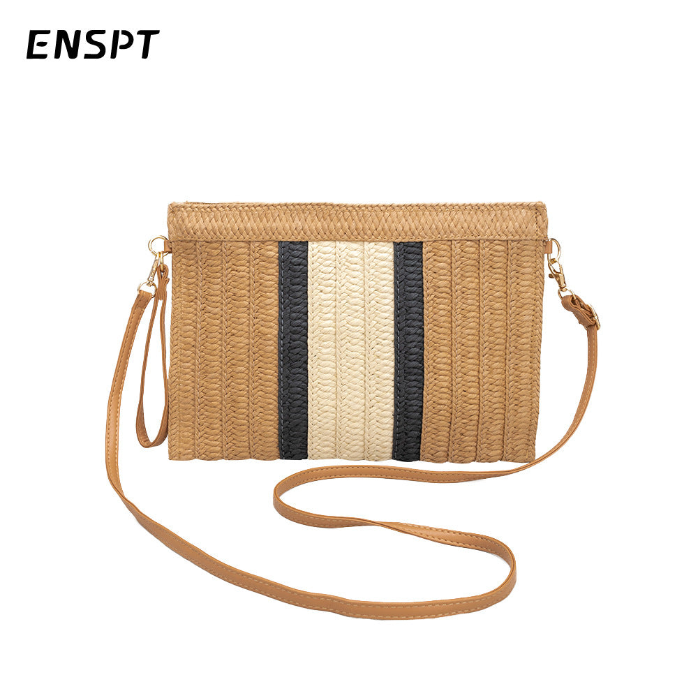 Sac à pompons ethnique tissé tendance pour femme