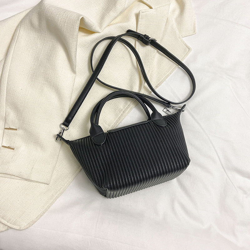 Sac à main plissé de grande capacité pour femme, couleur unie, tendance