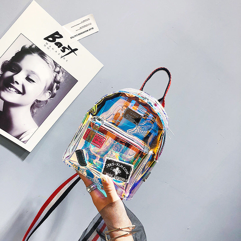 Women Creative Laser Jelly Clear Backpack Crossbody Handle Bag