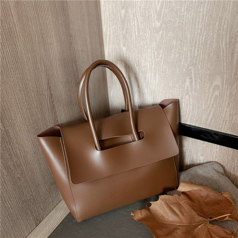 Women Fashionable Simple Large Capacity PU Tote Bag