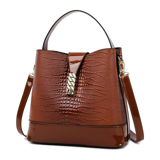 Sac à main décontracté simple à motif crocodile pour femme, couleur unie