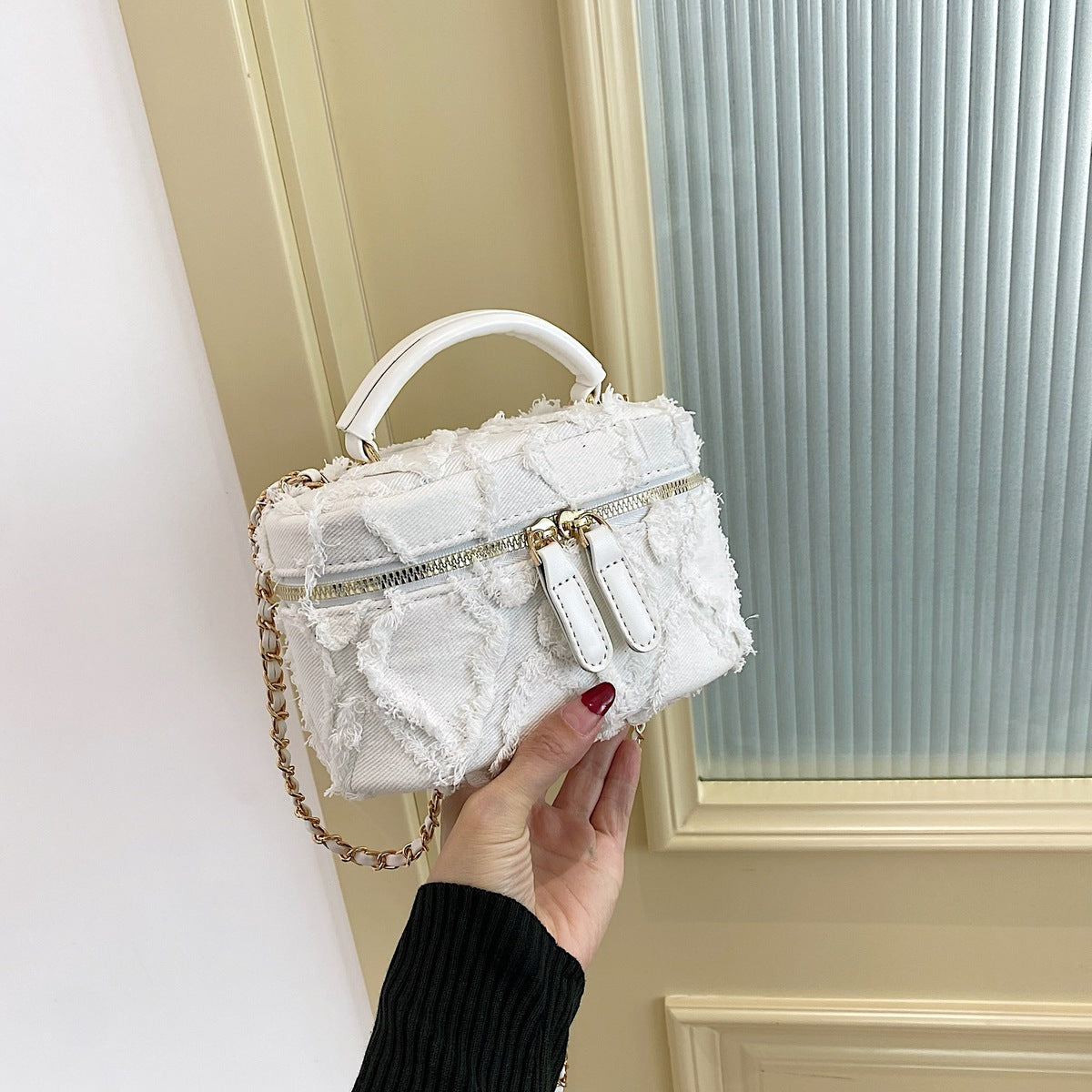 Sac à bandoulière rétro en denim brut