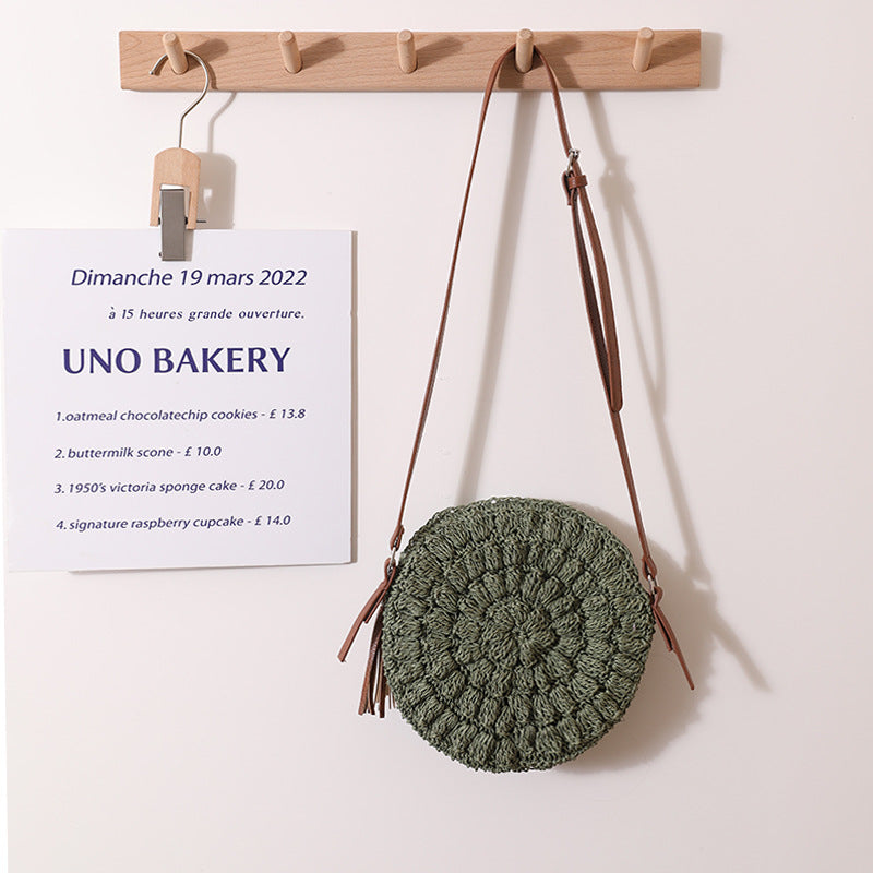 Bohemian Style Beach Holiday Round Woven Shoulder Bag