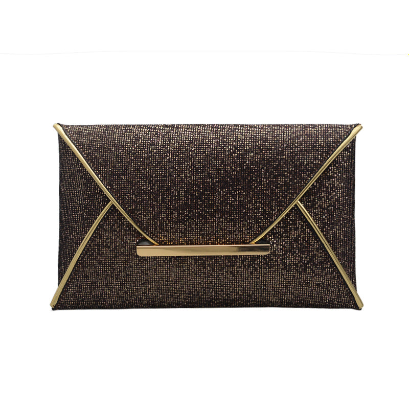Women Chic Sequin Clamshell Design Solid Color Clutch Bag