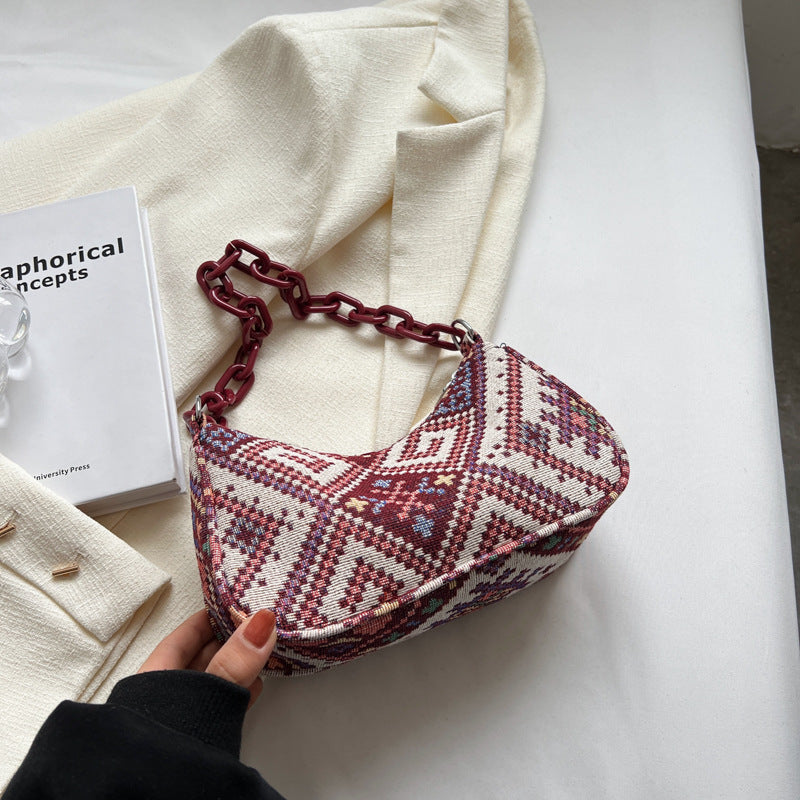 Spring Ethnic Style Canvas Large Capacity Bag Women 2023 Fashion Fashion One Shoulder Casual Simple Small Square Bag