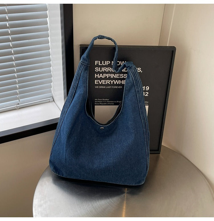 Sac à bandoulière décontracté rétro en jean de grande capacité