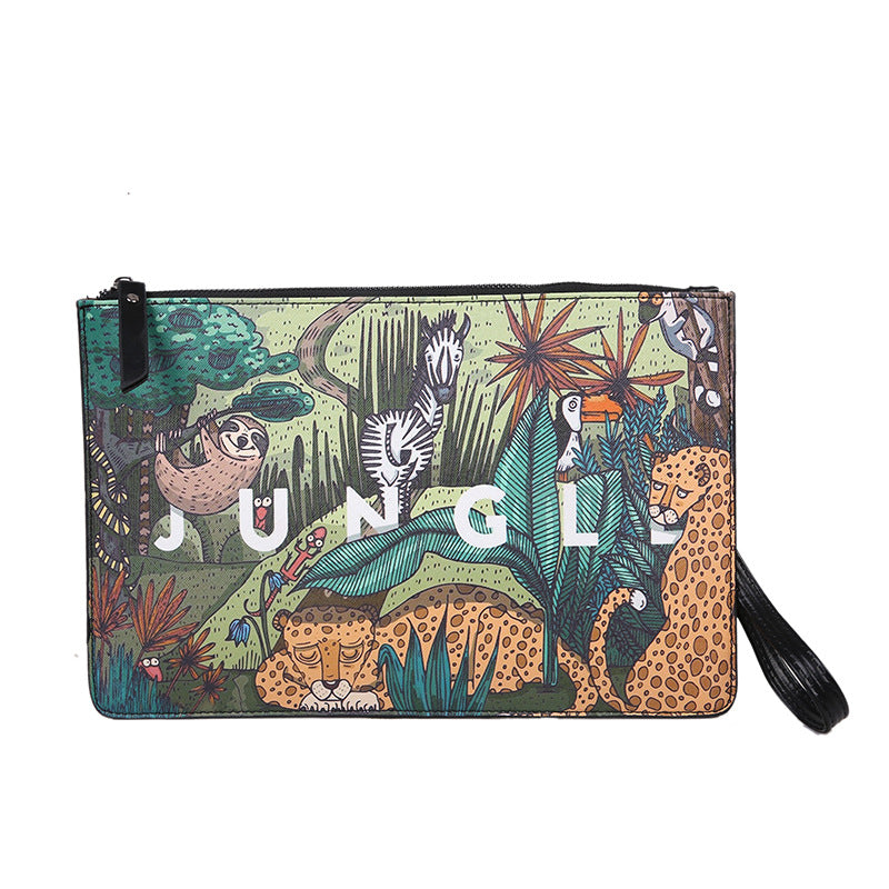 Women Fashion Cartoon Girl'S Animal Print Large Capacity Zipper Hand Shoulder Bag