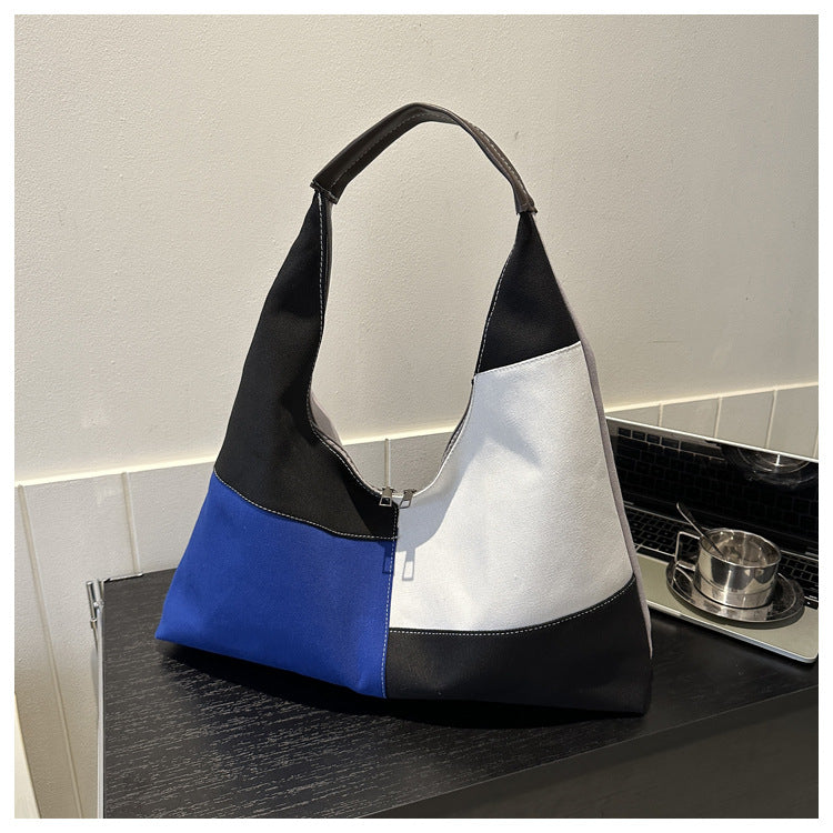 Sac à bandoulière en toile patchwork à blocs de couleurs pour femme