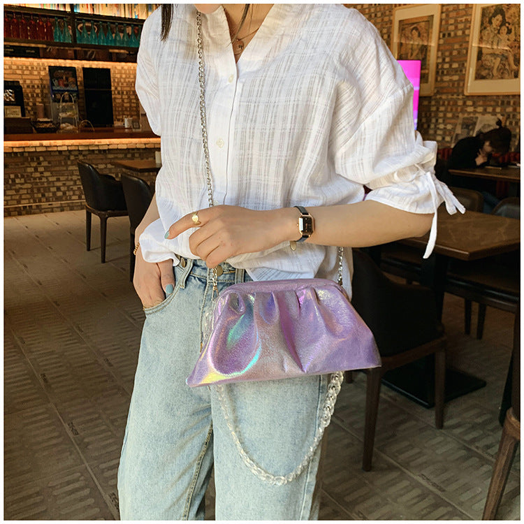 Sac à bandoulière en PU avec chaîne en acrylique et laser pour femme