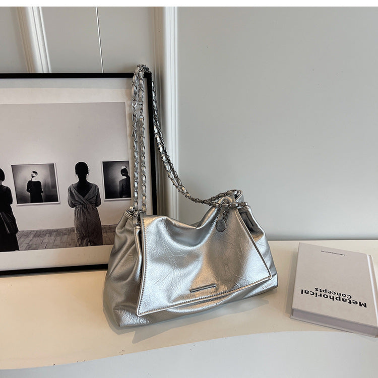 Sac à bandoulière décontracté de grande capacité pour femme, couleur unie