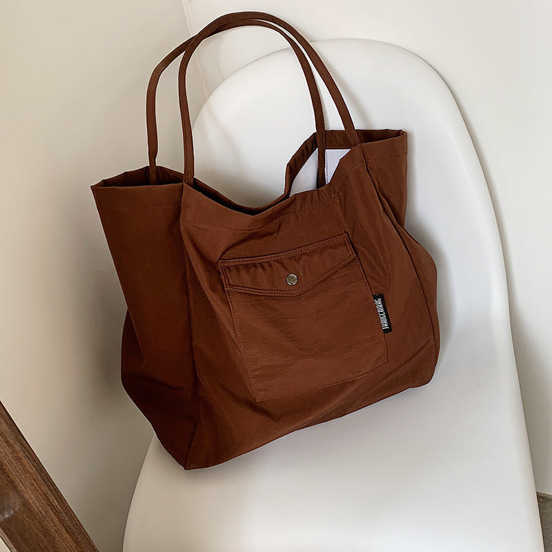 Women Casual Design Solid Color Canvas Large Capacity Shoulder Handle Tote Bag