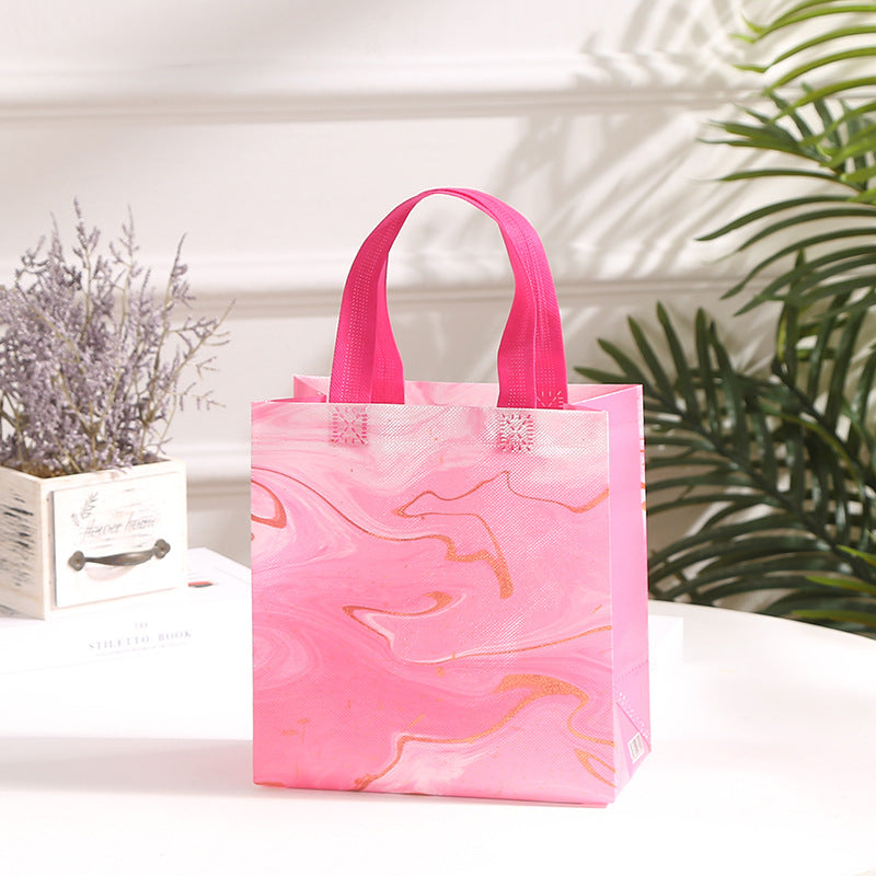 Sac fourre-tout à motif marbré, non tissé, imperméable, imprimé, organiseur de courses