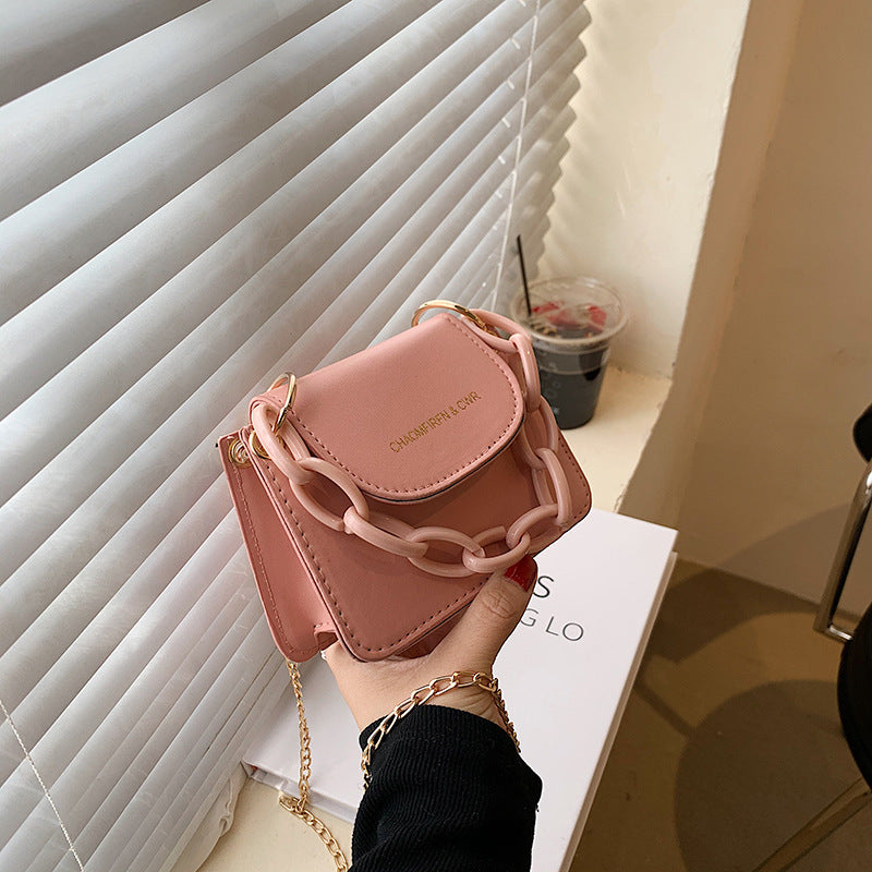 Sac à bandoulière à rabat et chaîne pour femme, décontracté, couleur unie, à la mode, été