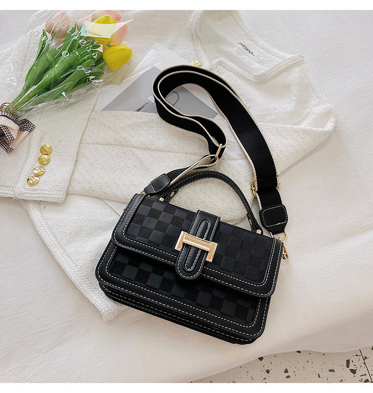 Sac à bandoulière carré à larges bretelles pour femme, simple et tendance, imprimé écossais