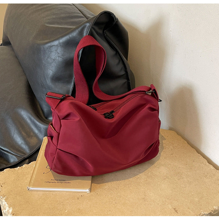 Fashion Solid Color Nylon Crossbody Bag