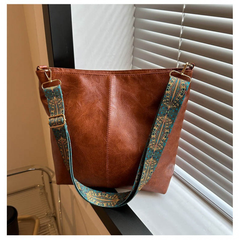 Grand sac seau à bandoulière ethnique vintage pour femme, portable et tendance