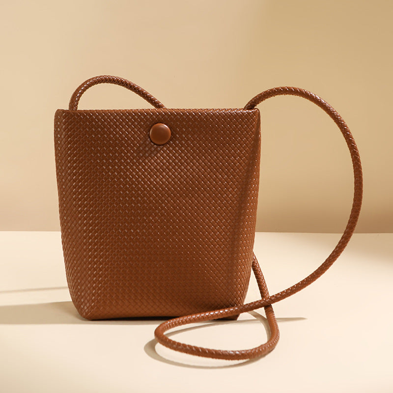 Sac à bandoulière tissé simple et tendance pour femme, couleur unie