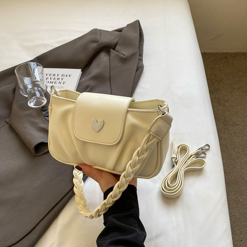 Sac à bandoulière plissé simple de couleur unie pour femme