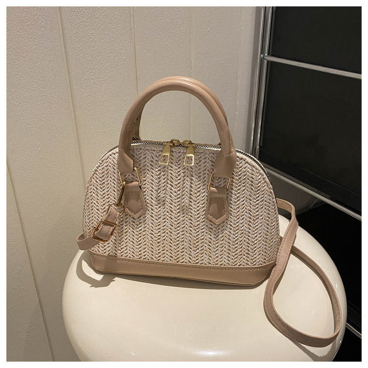 Sac à main simple à bandoulière en coquillage tissé pour femme