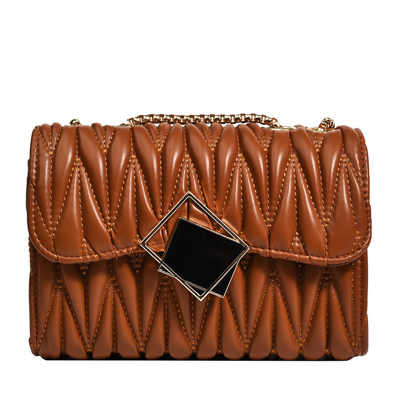 Fashion Solid Color Pleated Creasing Shoulder Bag