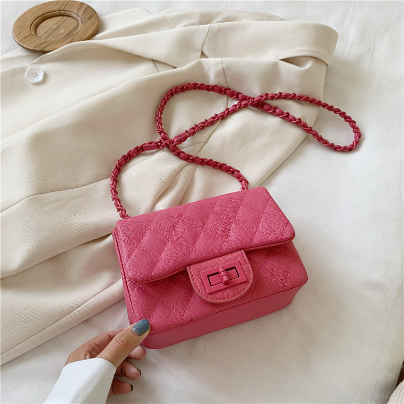 Women Casual Stitching Design Solid Color Quilted Crossbody Bag