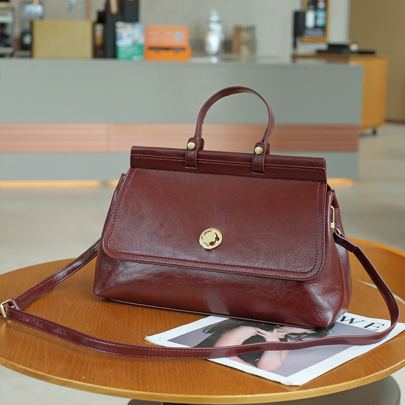 Sac à main rétro simple et solide pour femme, grande capacité, avec poignée en PU