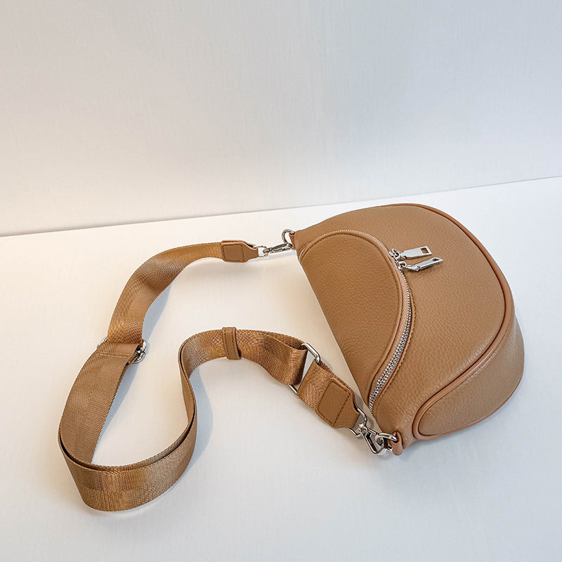 Women Fashion Casual Solid Color Zipper Crossbody Bag