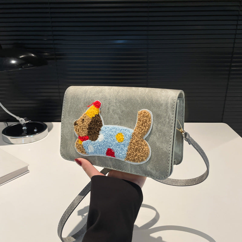 Sac à bandoulière carré brodé pour chien, tendance et créatif