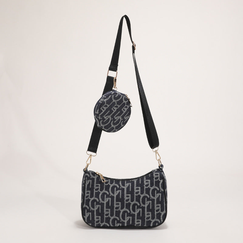 Women Fashionable Simple Zebra Canvas Zipper Crossbody Bag