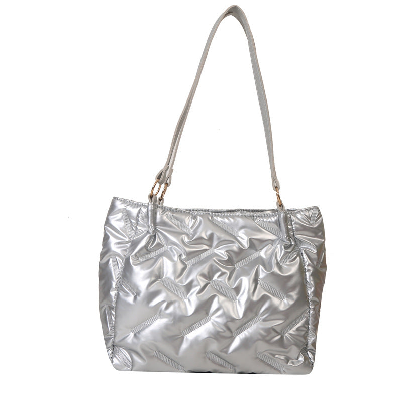 Women Fashionable Solid Color Large Capacity PU Tote Bag