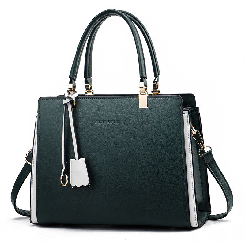 Women Fashion Square Large Capacity PU Handle Shoulder Bag