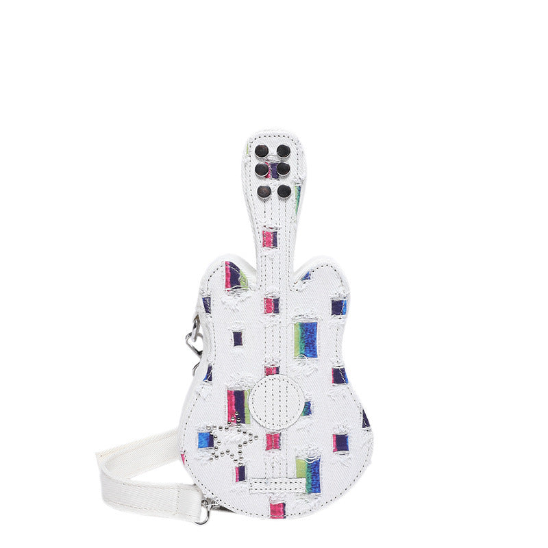Sac à bandoulière en denim pour guitare, style créatif