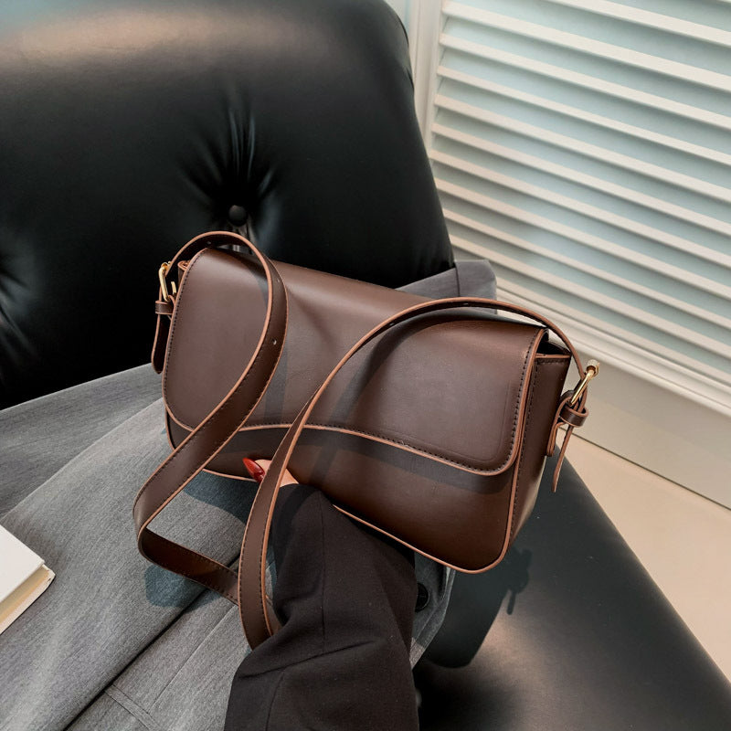 Sac à bandoulière carré à rabat en PU pour femme, couleur unie, tendance