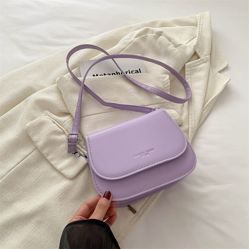 Women Fashion Casual Solid Color Square Flap PU Crossbody Bag