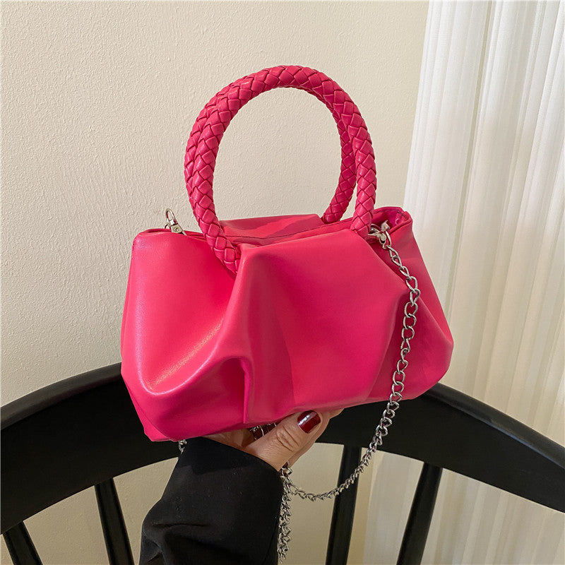 Design Bag Women'S Spring Solid Color Portable Pleated Popular Mini Bag