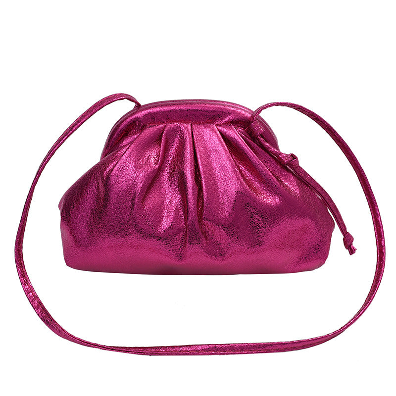 Sac à bandoulière en PU froissé brillant et simple pour femme