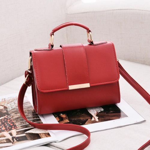 Women Basic Flap Design Solid Color PU Shoulder Bag