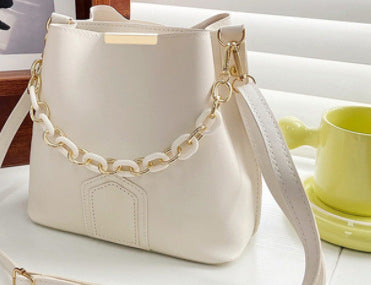 Fashion Solid Color Large Capacity Bucket Shoulder Bag